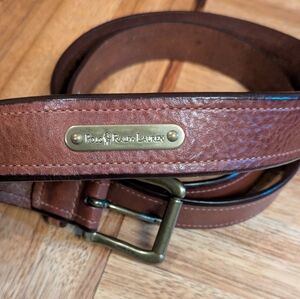 Polo Ralph Lauren Vintage Italian Leather Belt with Solid Brass Buckle & Plaque